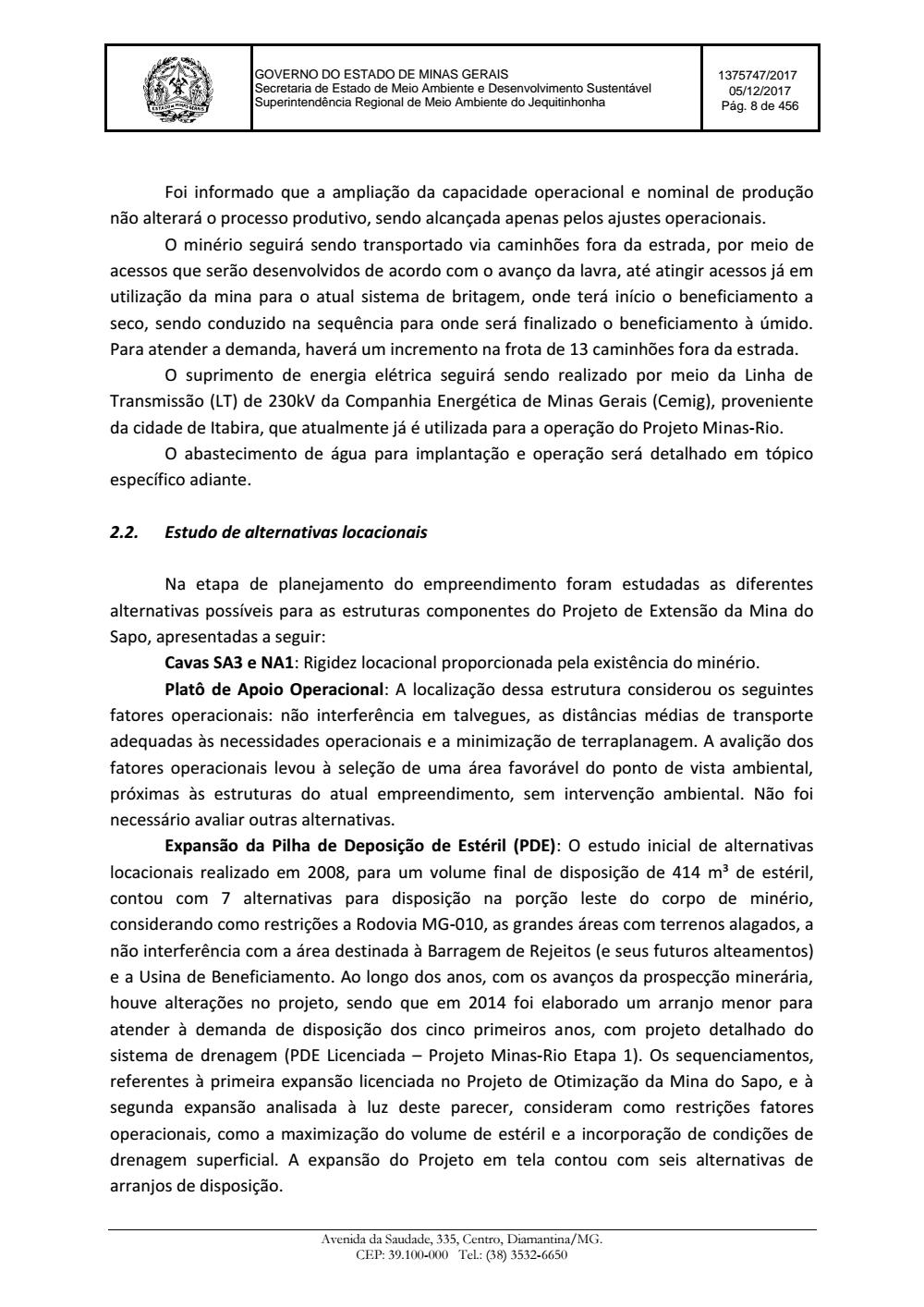 Page 8 from Parecer único da Secretaria de estado de Meio Ambiente e Desenvolvimento Sustentável (SEMAD)
