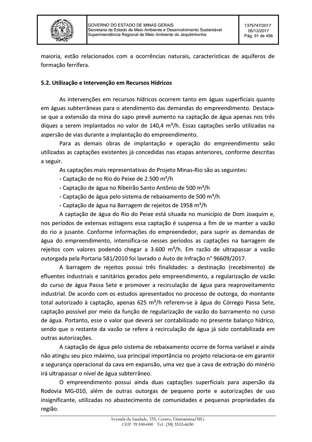 Page 91 from Parecer único da Secretaria de estado de Meio Ambiente e Desenvolvimento Sustentável (SEMAD)