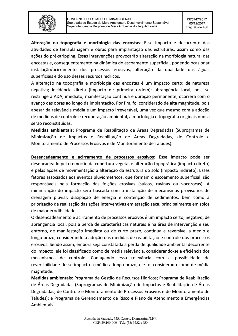Page 93 from Parecer único da Secretaria de estado de Meio Ambiente e Desenvolvimento Sustentável (SEMAD)