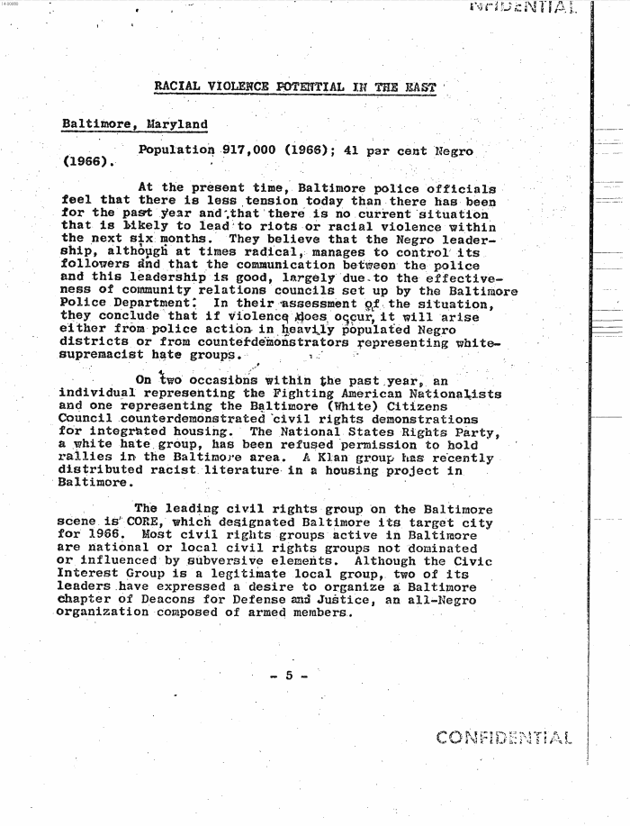 Page 13 of Hoover letter and FBI analysis on 1960s social unrest