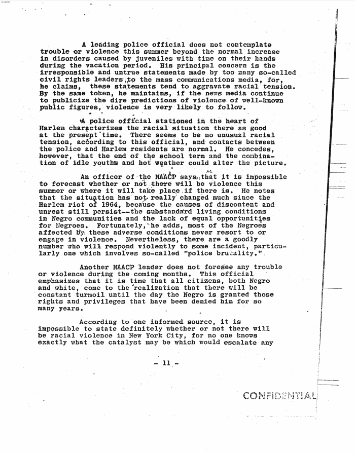 Page 19 of Hoover letter and FBI analysis on 1960s social unrest