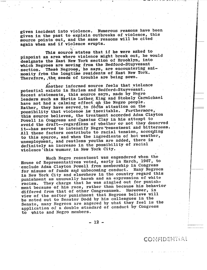 Page 20 of Hoover letter and FBI analysis on 1960s social unrest