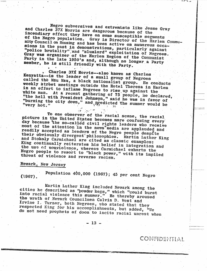 Page 21 of Hoover letter and FBI analysis on 1960s social unrest
