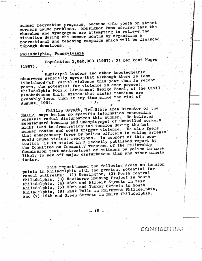 Page 23 of Hoover letter and FBI analysis on 1960s social unrest