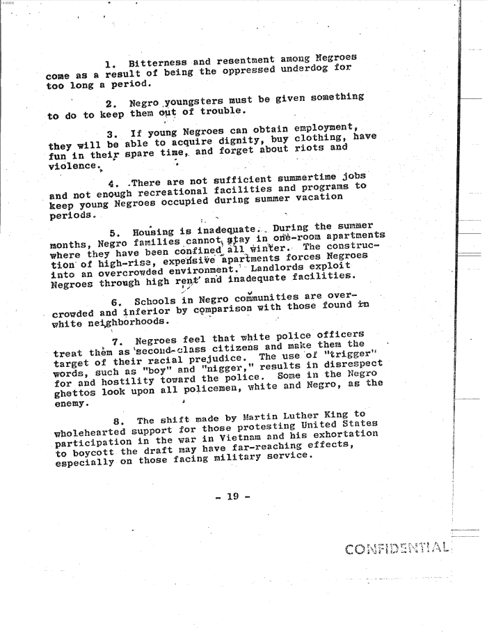 Page 27 of Hoover letter and FBI analysis on 1960s social unrest