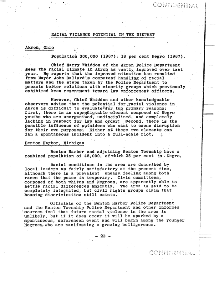 Page 31 of Hoover letter and FBI analysis on 1960s social unrest