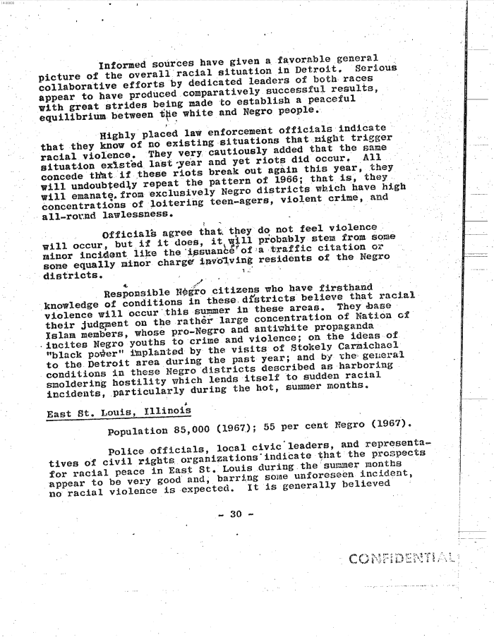 Page 38 of Hoover letter and FBI analysis on 1960s social unrest