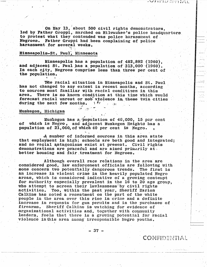 Page 45 of Hoover letter and FBI analysis on 1960s social unrest