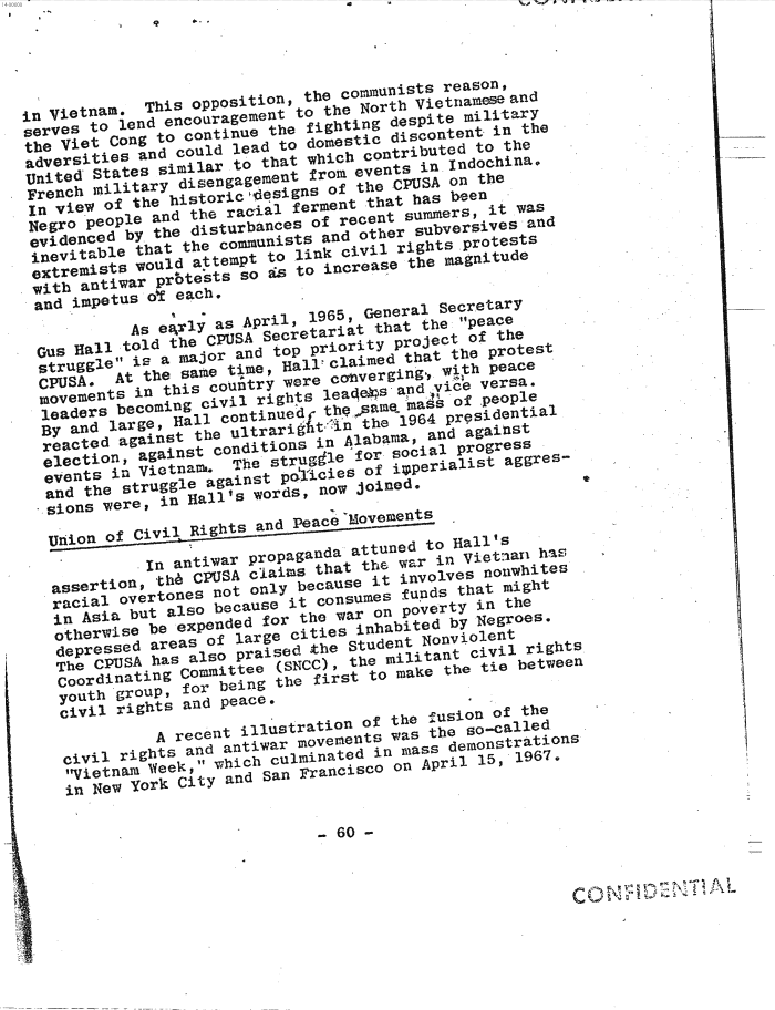 Page 68 of Hoover letter and FBI analysis on 1960s social unrest