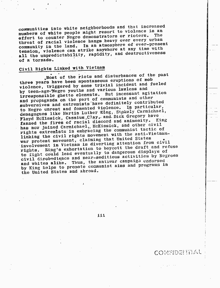 Page 8 of Hoover letter and FBI analysis on 1960s social unrest