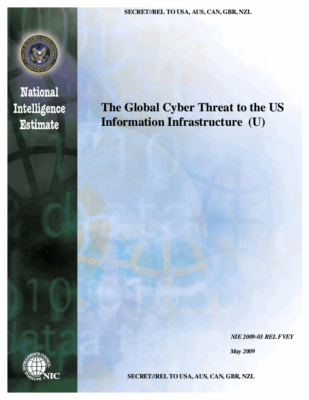 Page 1 from National Intelligence Estimate 2009 Global Cyber Threat – Supply Chain Excerpts