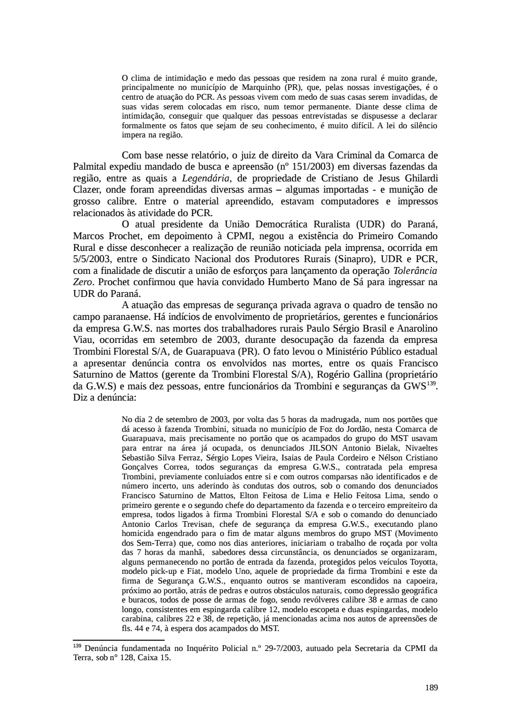 Page 189 from Relatório final da comissão