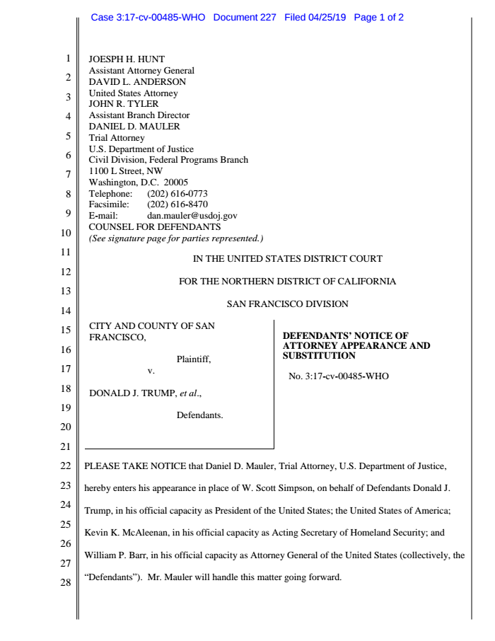 Notice Of Substitution Of Counsel Documentcloud 7097