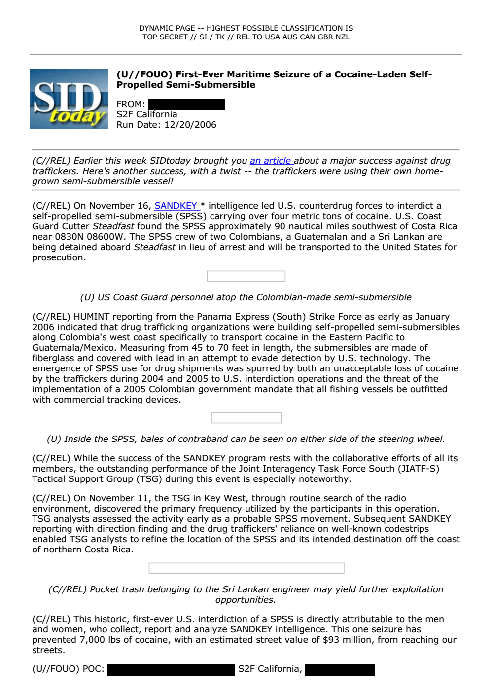 Page 1 from First-Ever Maritime Seizure of a Cocaine-Laden Self-Propelled Semi-Submersible