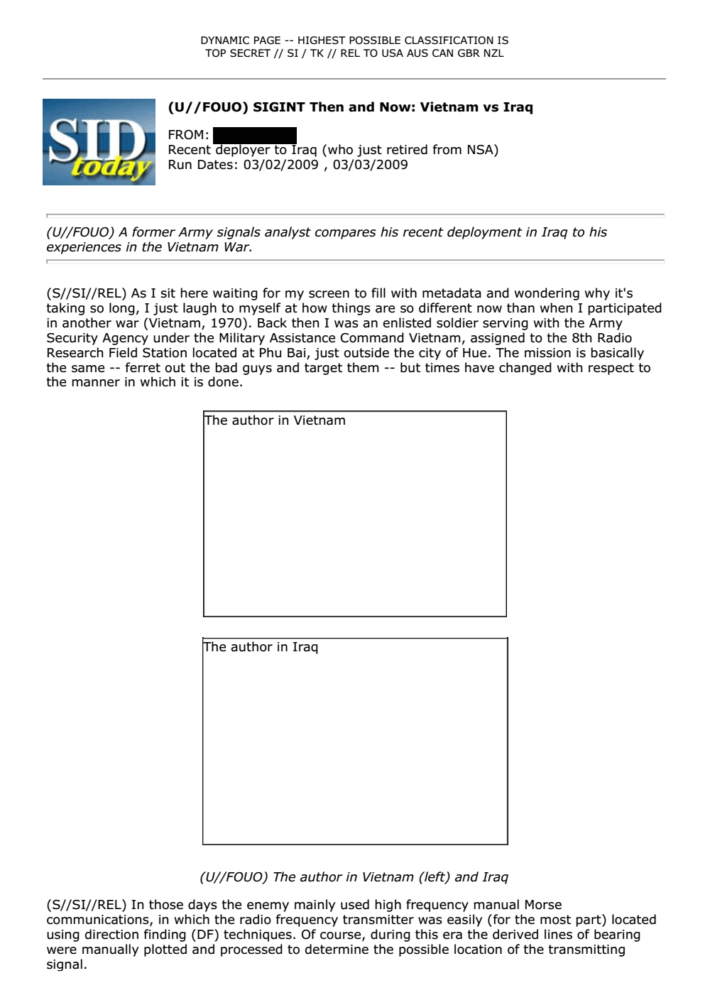 Page 1 from SIGINT Then and Now: Vietnam vs Iraq