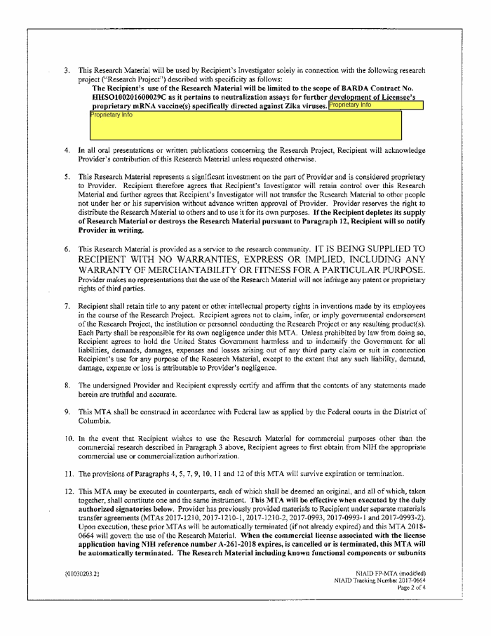 Page 102 of NIH-Moderna Confidential Agreements