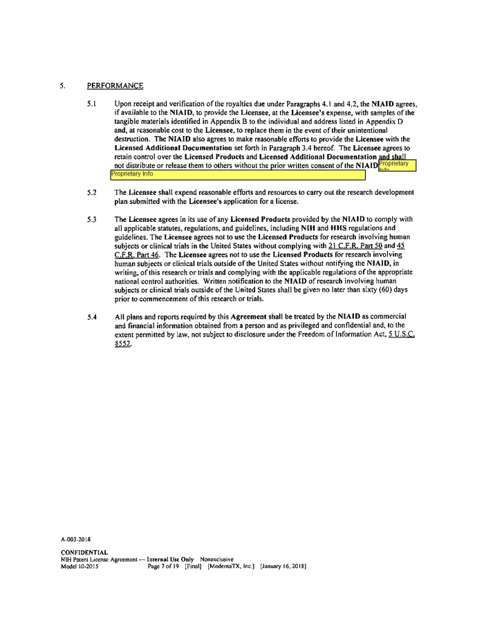 Page 116 of NIH-Moderna Confidential Agreements