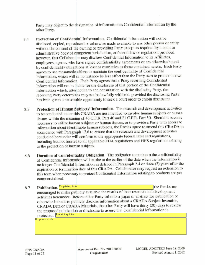 Page 29 of NIH-Moderna Confidential Agreements