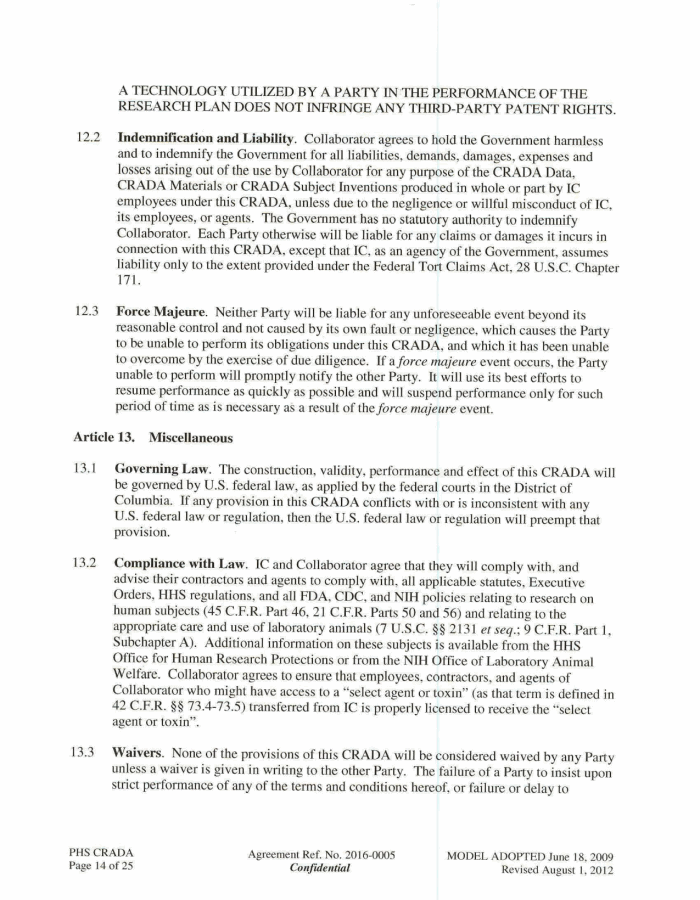 Page 32 of NIH-Moderna Confidential Agreements