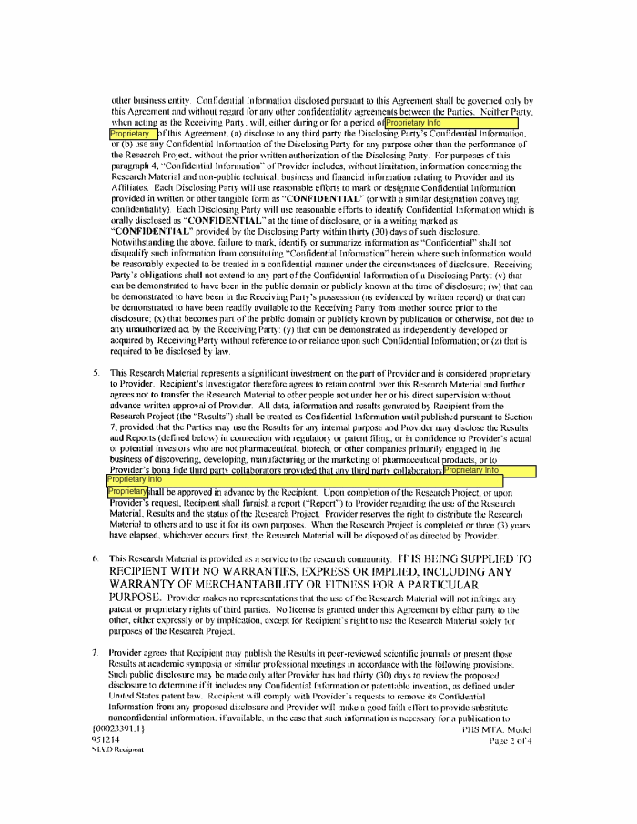 Page 45 of NIH-Moderna Confidential Agreements