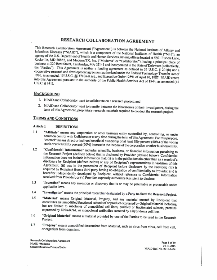Page 48 of NIH-Moderna Confidential Agreements