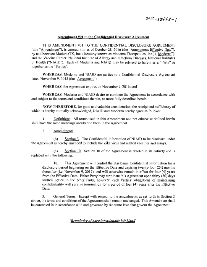 Page 5 of NIH-Moderna Confidential Agreements