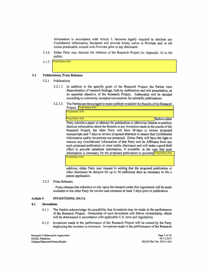 Page 50 of NIH-Moderna Confidential Agreements