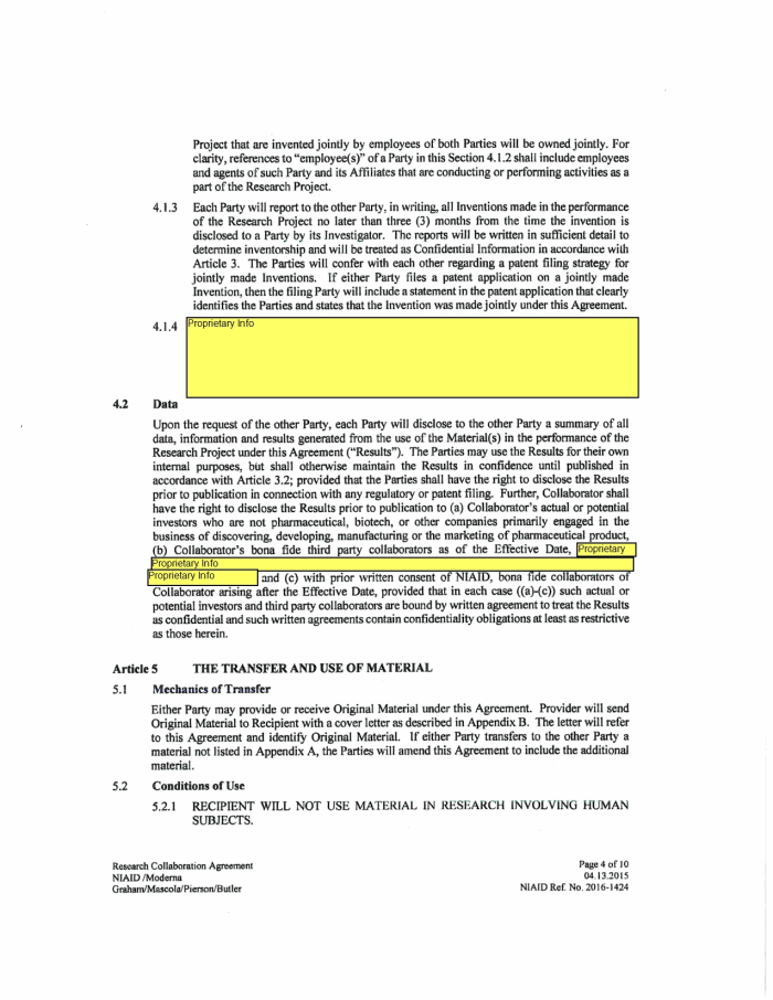 Page 51 of NIH-Moderna Confidential Agreements