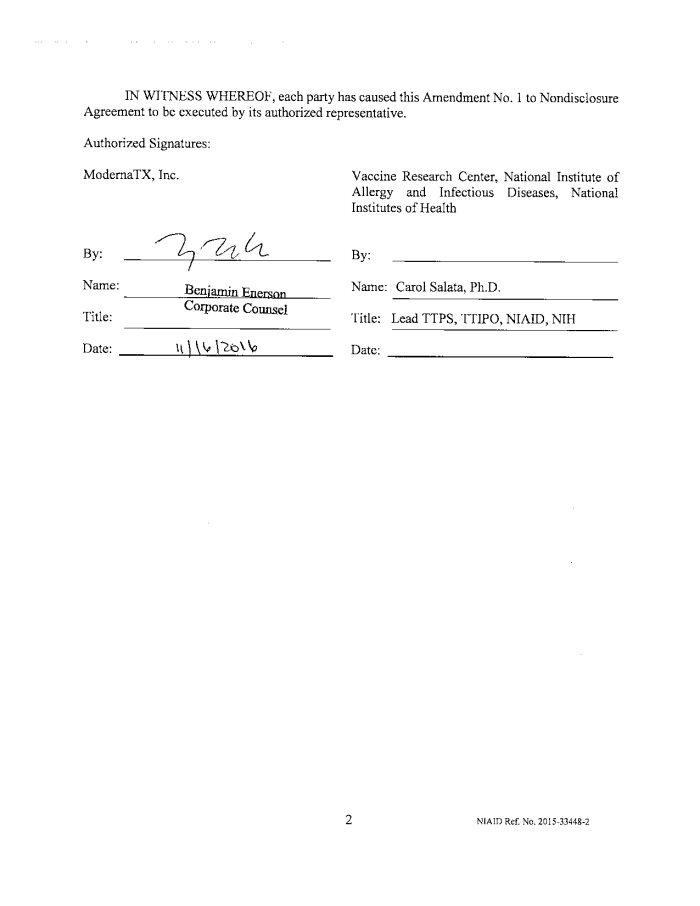 Page 8 of NIH-Moderna Confidential Agreements