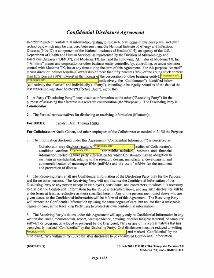 Page 97 of NIH-Moderna Confidential Agreements