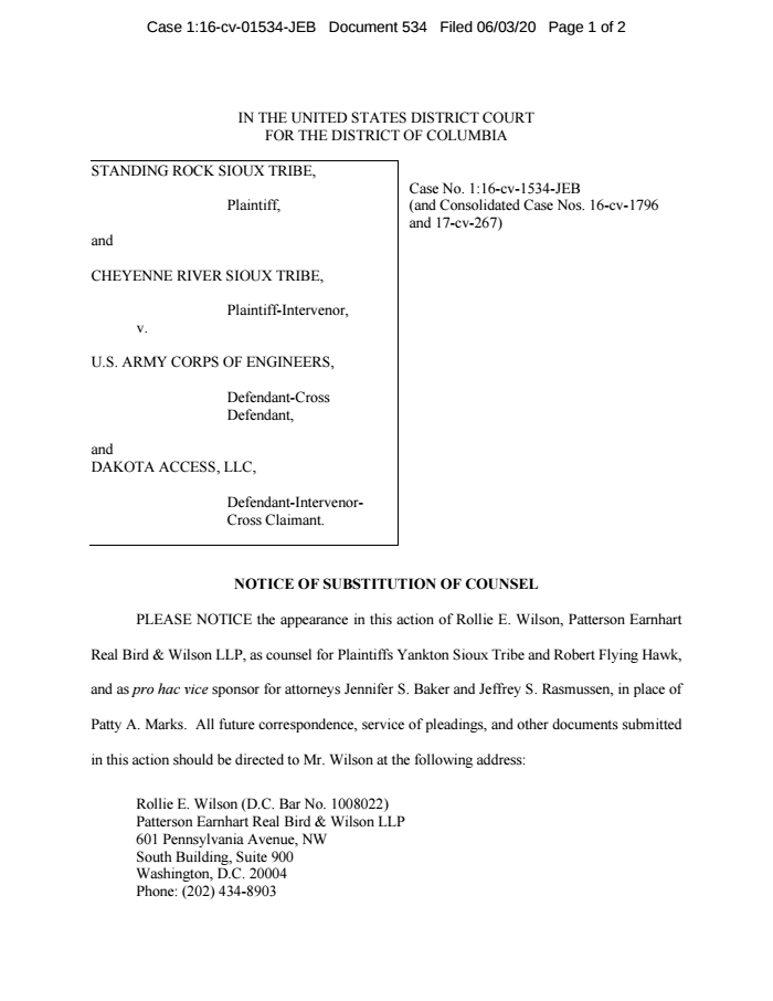 Notice Of Substitution Of Counsel 7804