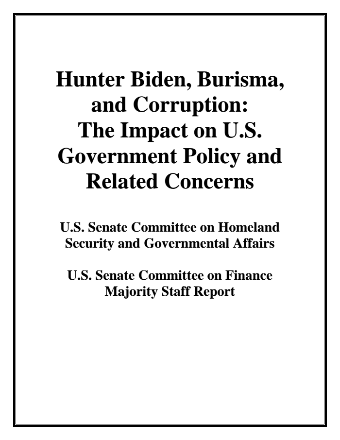 Page 1 of HSGAC Finance Joint Report on Hunter Biden