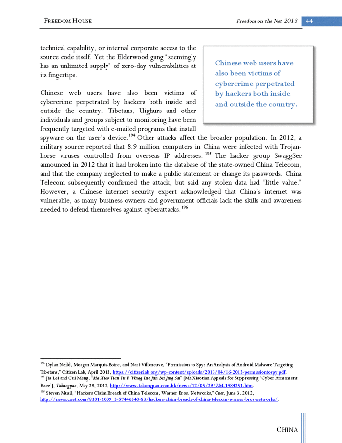 Page 45 of Throttling Dissent: China’s New Leaders Refine Internet Control