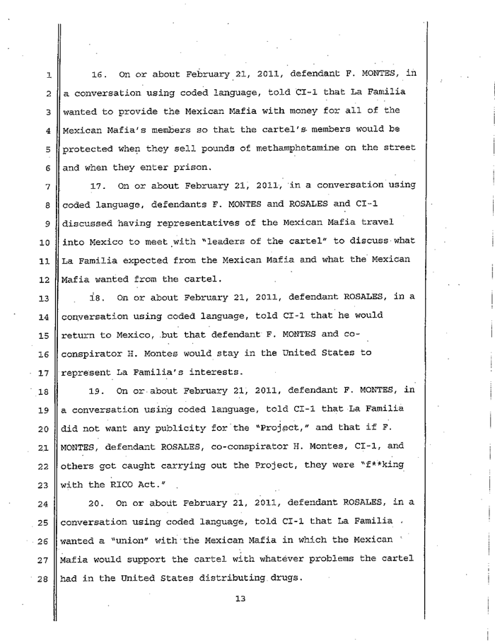 Page 13 of La Familia Indictment