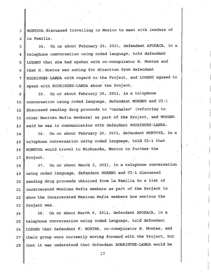 Page 17 of La Familia Indictment
