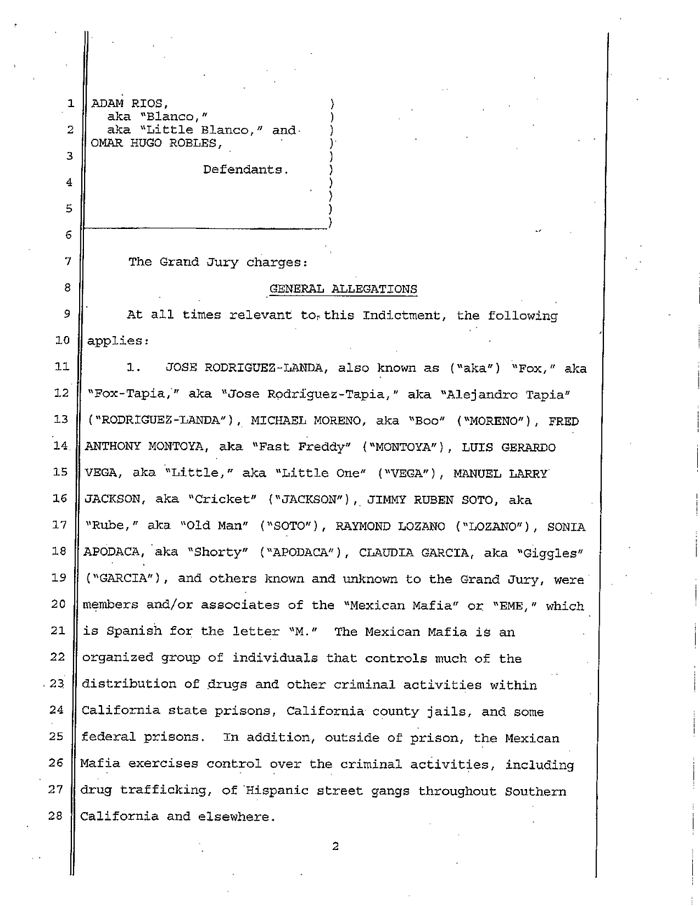 Page 2 of La Familia Indictment