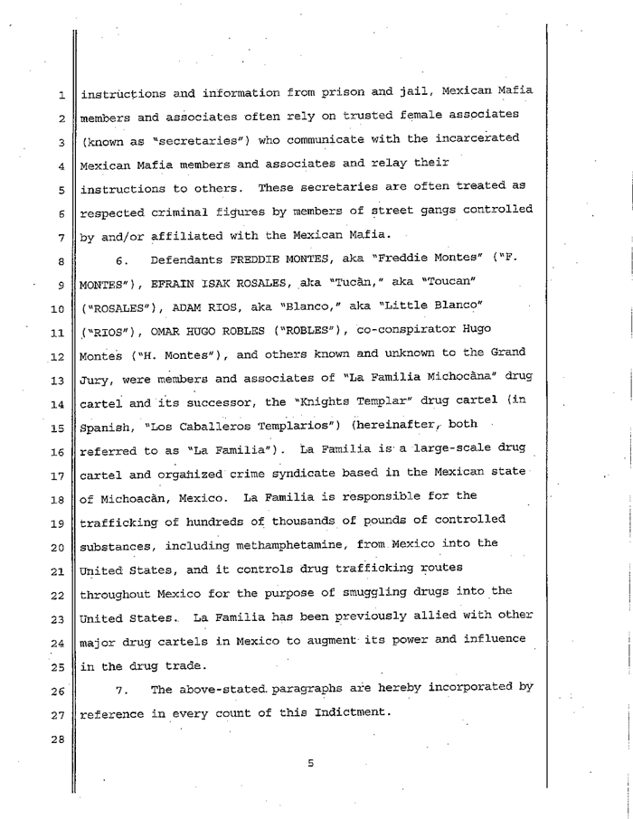 Page 5 of La Familia Indictment
